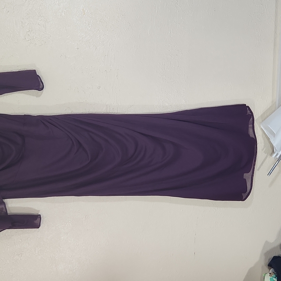 Adrianna Papell Plum Purple Sheer Fitted Dress SZ 6 - Picture 3 of 7